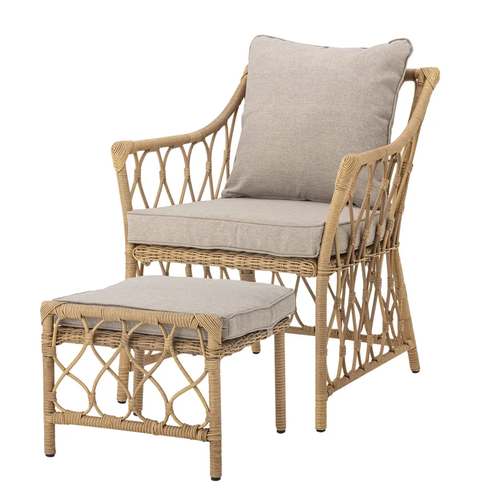 Bloomingville Gartenmöbel|Gartenmöbel-Belluce Loungesessel mit Hocker