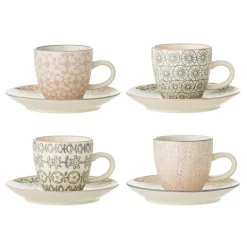 Bloomingville Becher, Tassen & Cups|Geschirr & Tischdeko Skandinavisch-Cécile Espresso Cup, Rose, Steingut 4er-Set