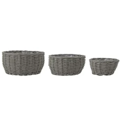 Bloomingville Töpfe Und Pflanzgefäße-Fioria Blumentopf 3er, Grau, Polyrattan