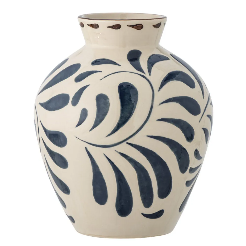 Bloomingville Vasen-Heikki Vase blau, Steingut