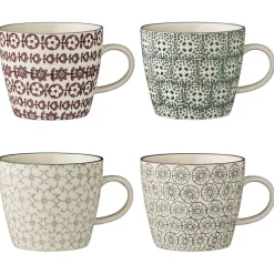 Bloomingville Becher, Tassen & Cups|Geschirr & Tischdeko Skandinavisch-Karine Becher mit Henkel 4er, Steingut