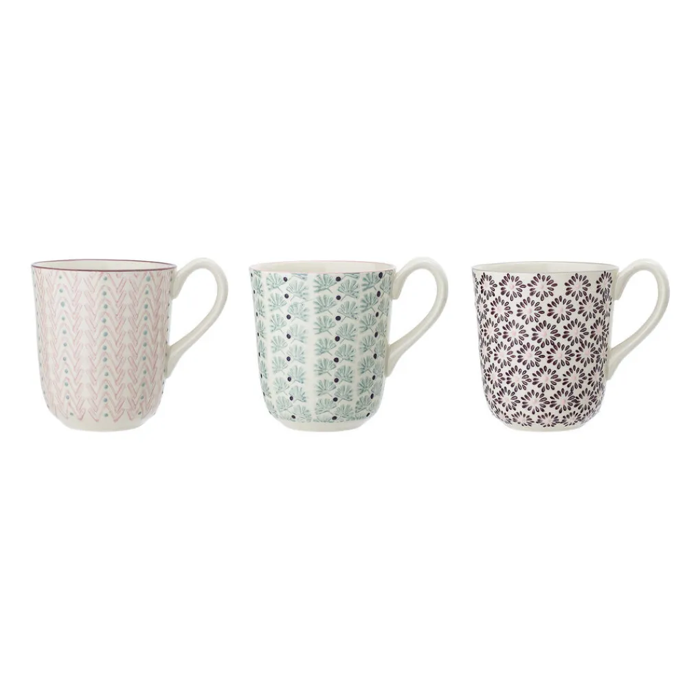 Bloomingville Becher, Tassen & Cups|Geschirr & Tischdeko Skandinavisch-Maya Becher, Steingut, 3er Set