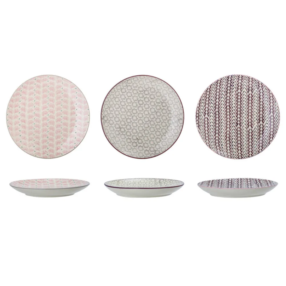Bloomingville Teller|Geschirr & Tischdeko Skandinavisch-Maya Teller, Violett, Steingut 3er-Set