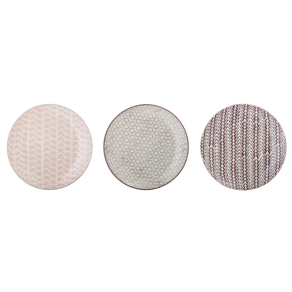 Bloomingville Teller|Geschirr & Tischdeko Skandinavisch-Maya Teller, Violett, Steingut 3er-Set
