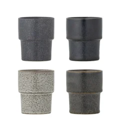 Bloomingville Becher, Tassen & Cups|Geschirr & Tischdeko Skandinavisch-Stapelbarer Steingut Becher Ewan 4er-Set