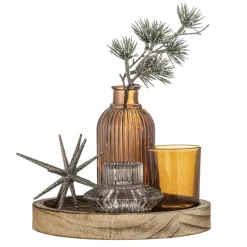 Bloomingville Weihnachtsdeko|Kerzentabletts-Weihnachtliches Sanga Tablett mit Teelichthaltern, rund
