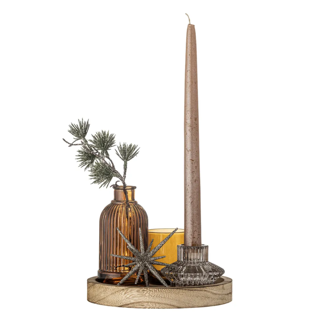Bloomingville Weihnachtsdeko|Kerzentabletts-Weihnachtliches Sanga Tablett mit Teelichthaltern, rund