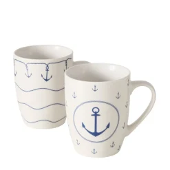 Boltze Becher, Tassen & Cups|Geschirr & Tischdeko Skandinavisch-Becher Büsum mit Anker, 2er-Set
