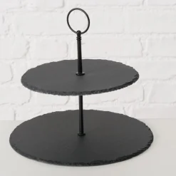 Boltze Etageren & Kuchenplatten|Geschirr & Tischdeko Skandinavisch-Etagere aus Schiefer Stonka