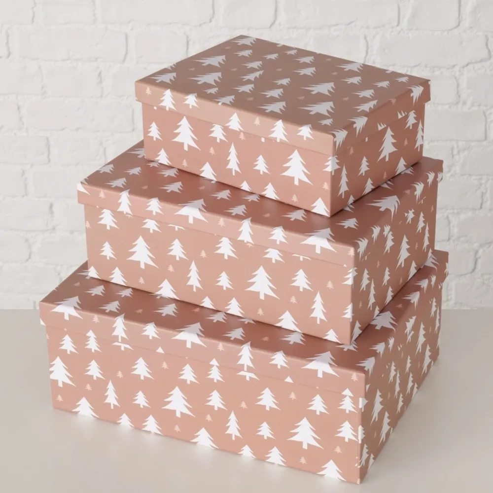 Boltze Weihnachtsdeko|Einpacken, Verpacken-Geschenkbox Tilio, 3er Set