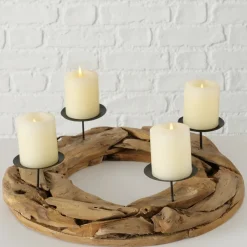 Boltze Weihnachtsdeko-Kerzenleuchter Kranz Palu