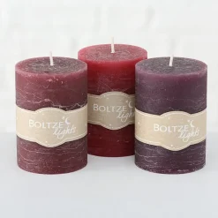 Boltze Weihnachtsdeko|Weihnachts- & Adventskerzen-Stumpenkerze 3er
