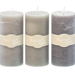 Boltze Weihnachtsdeko|Weihnachts- & Adventskerzen-Stumpenkerze 3er