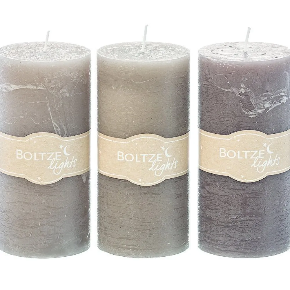 Boltze Weihnachtsdeko|Weihnachts- & Adventskerzen-Stumpenkerze 3er
