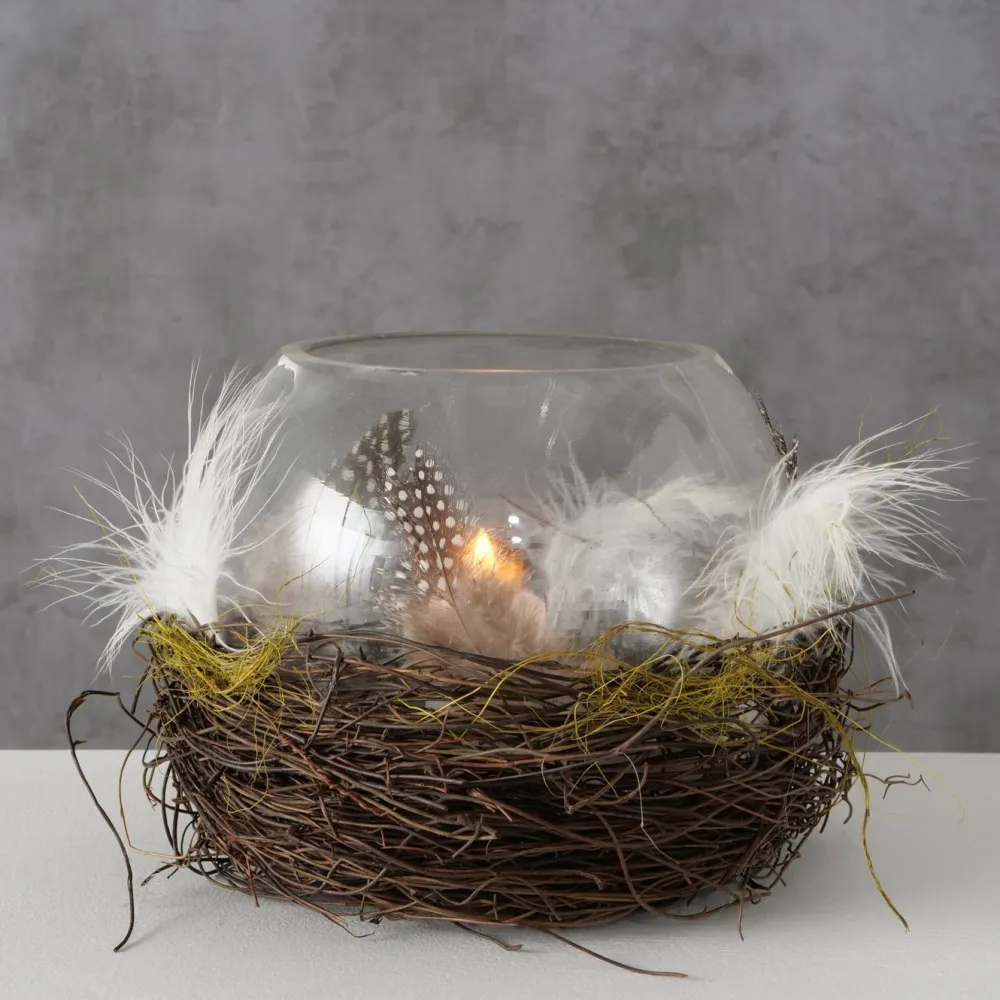 Boltze Windlichter-Windlicht Emil mit Federn