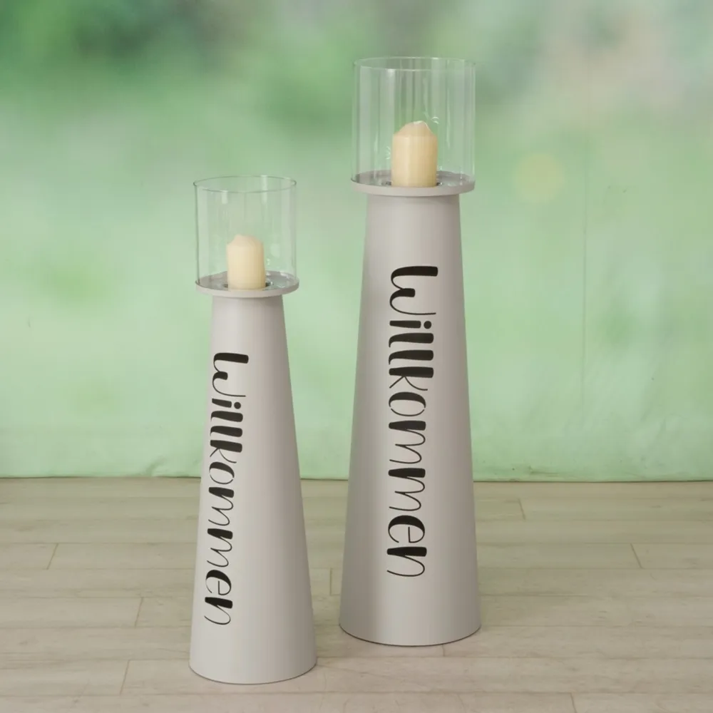 Boltze Windlichter-Windlicht Willkommen aus Eisen, 2er Set