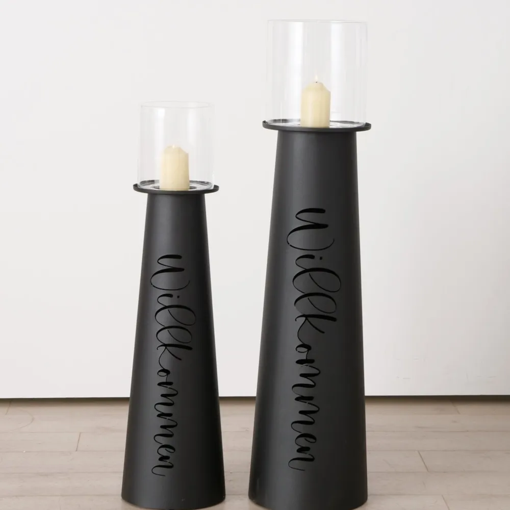 Boltze Windlichter-Windlicht Willkommen aus Eisen, 2er Set