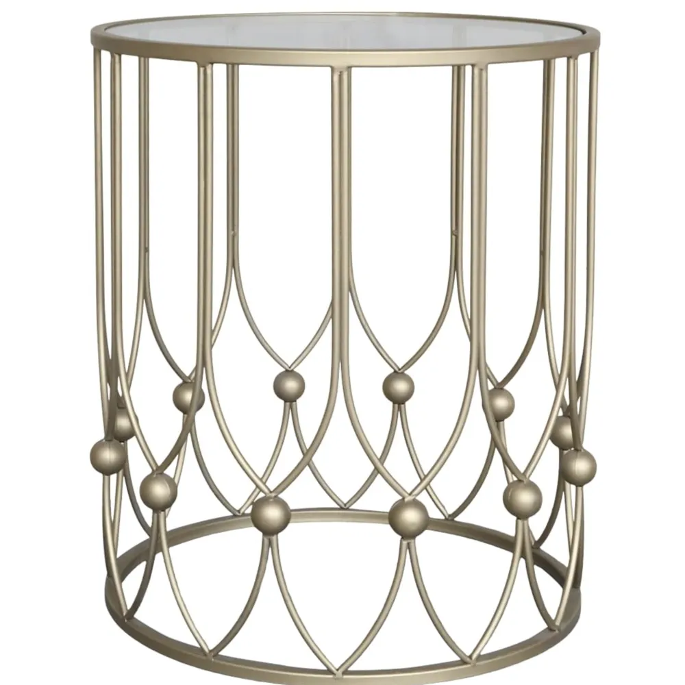 Chic Antique Beistelltische & Couchtische-Beistelltisch mit Runder Glasplatte