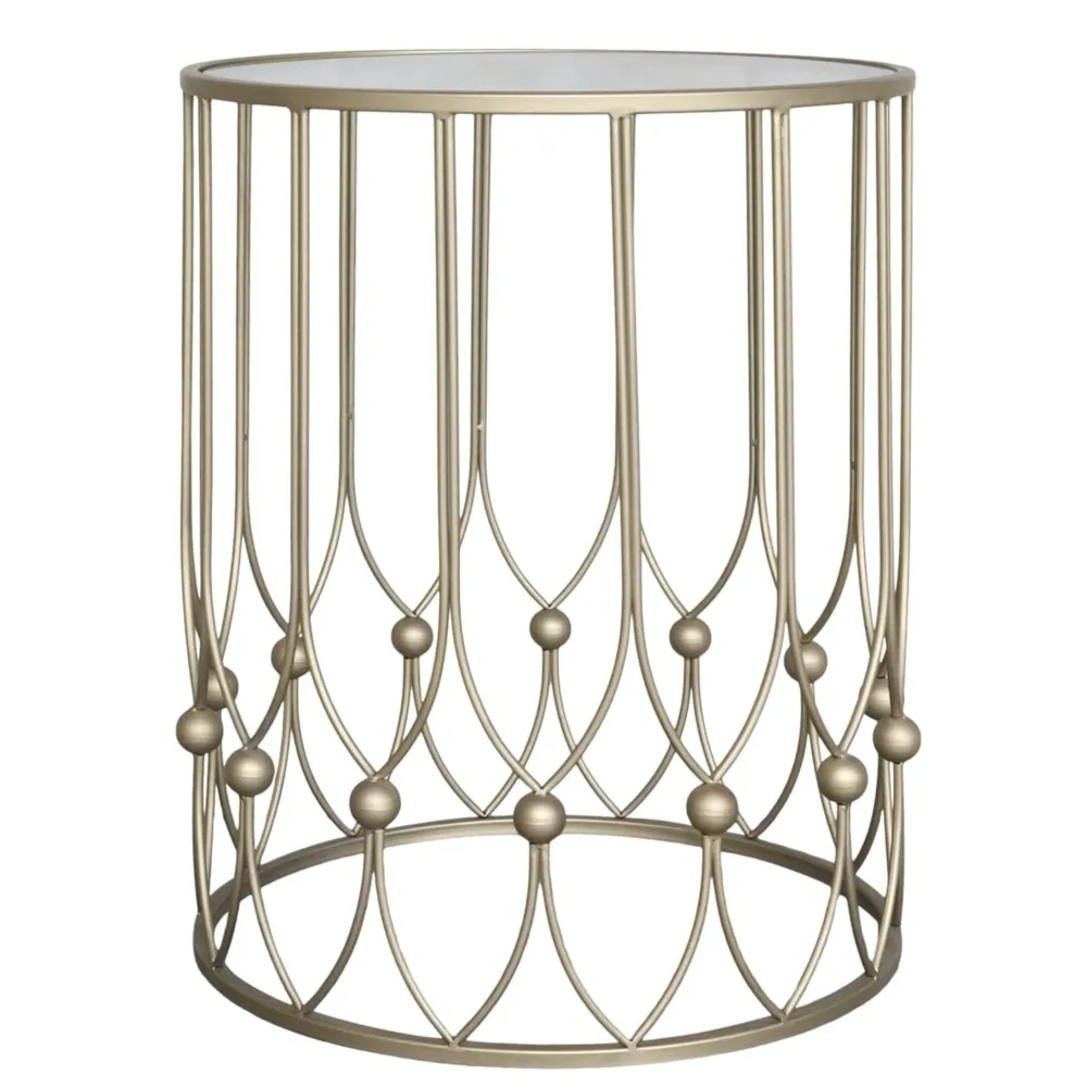 Chic Antique Beistelltische & Couchtische-Beistelltisch mit Runder Glasplatte