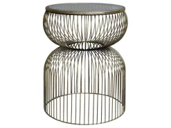 Chic Antique Beistelltische & Couchtische-Beistelltisch mit Glasplatte mit Messing Finish