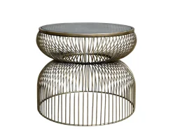 Chic Antique Beistelltische & Couchtische-Beistelltisch mit Glasplatte mit Messing Finish