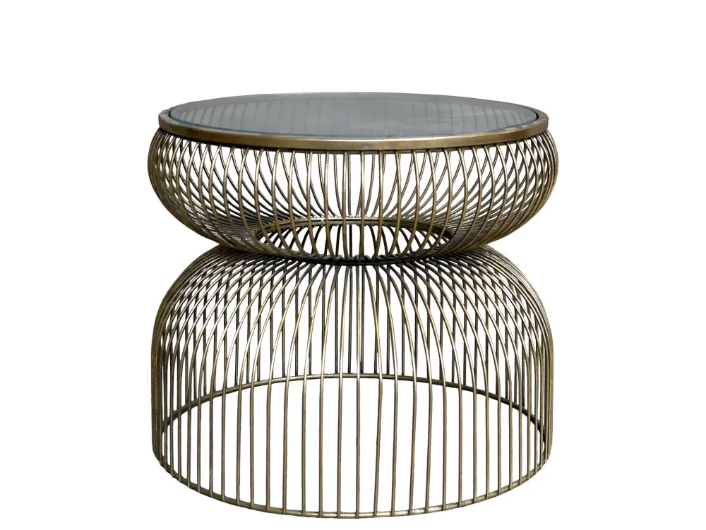 Chic Antique Beistelltische & Couchtische-Beistelltisch mit Glasplatte mit Messing Finish