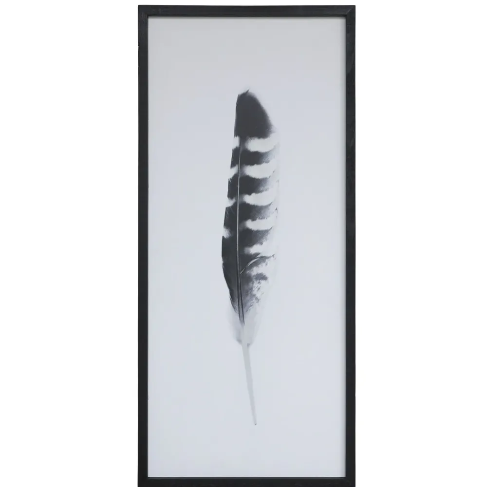 Chic Antique Bilderrahmen|Schilder, Wandbilder & Poster-Bild mit Federnmotiv und schwarzem Rahmen