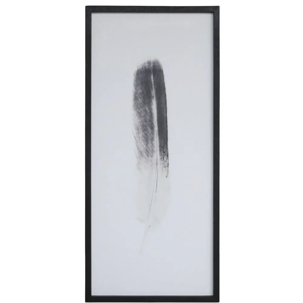 Chic Antique Bilderrahmen|Schilder, Wandbilder & Poster-Bild mit Federnmotiv und schwarzem Rahmen