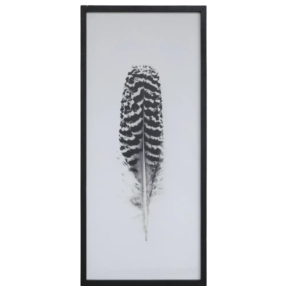 Chic Antique Bilderrahmen|Schilder, Wandbilder & Poster-Bild mit Federnmotiv und schwarzem Rahmen