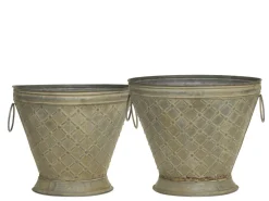 Chic Antique Gartendekoration|Töpfe Und Pflanzgefäße-Eisen Blumentopf mit Henken