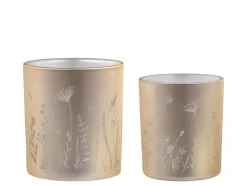 Chic Antique Oster-Deko|Teelichthalter-2er Set Teelichthalter mit Blumen
