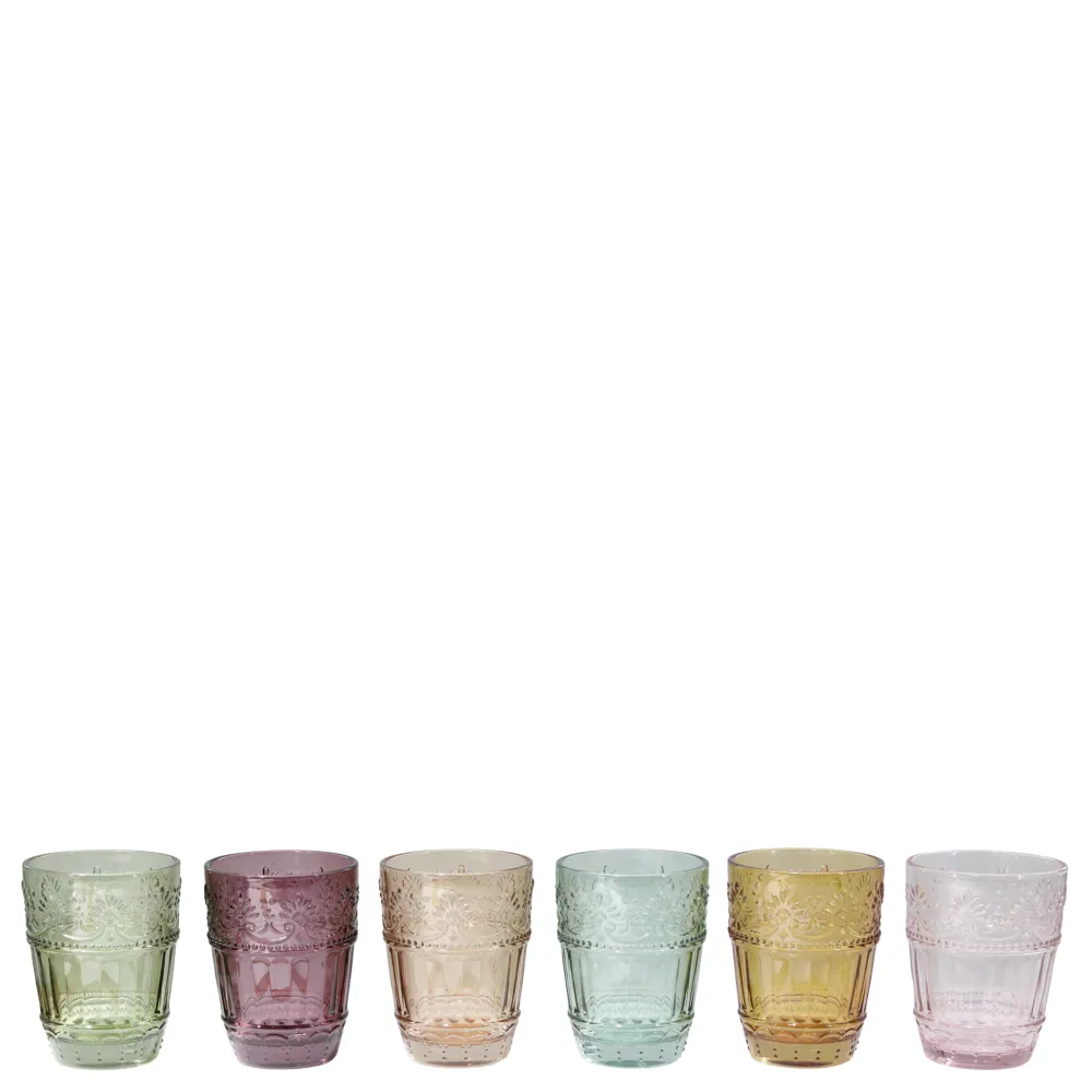 Chic Antique Trinkgläser|Geschirr & Tischdeko Skandinavisch-Farbige Trinkgläser Saint-Émilion mit Muster 6er-Set