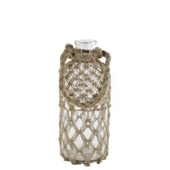 Chic Antique Gartendekoration|Vasen-Flasche mit Geflecht und Henkel