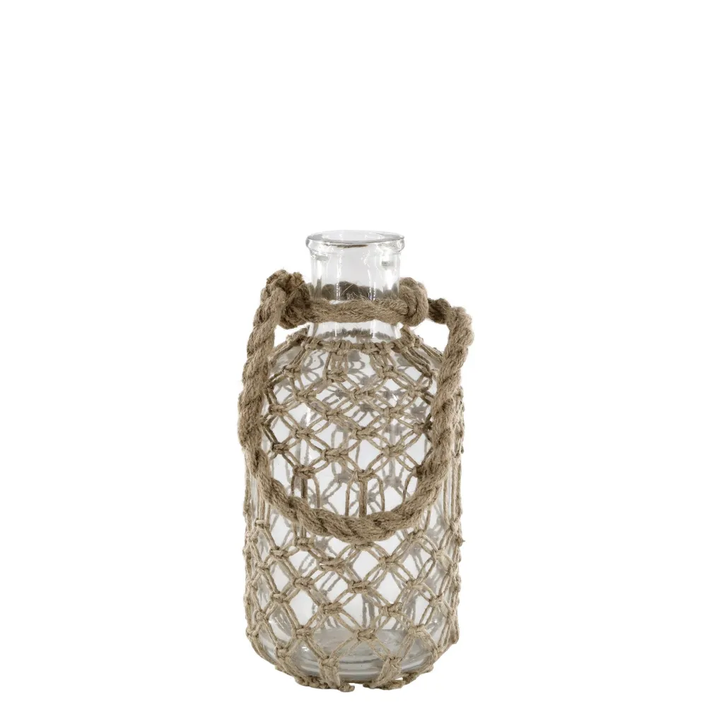 Chic Antique Gartendekoration|Vasen-Flasche mit Geflecht und Henkel