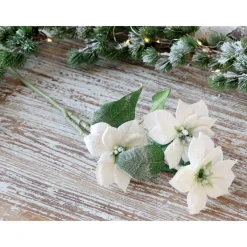 Chic Antique Kunstblumen & Kunstpflanzen|Weihnachtsdeko-Fleur Weihnachtsstern mit Schnee und Glitzer