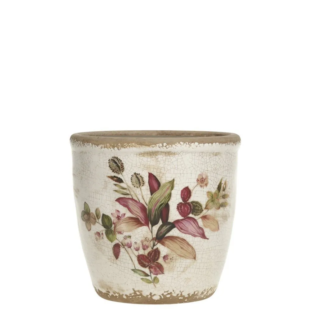 Chic Antique Blumentöpfe & Übertöpfe-Florac Blumentopf mit pinkem Blumenmotiv