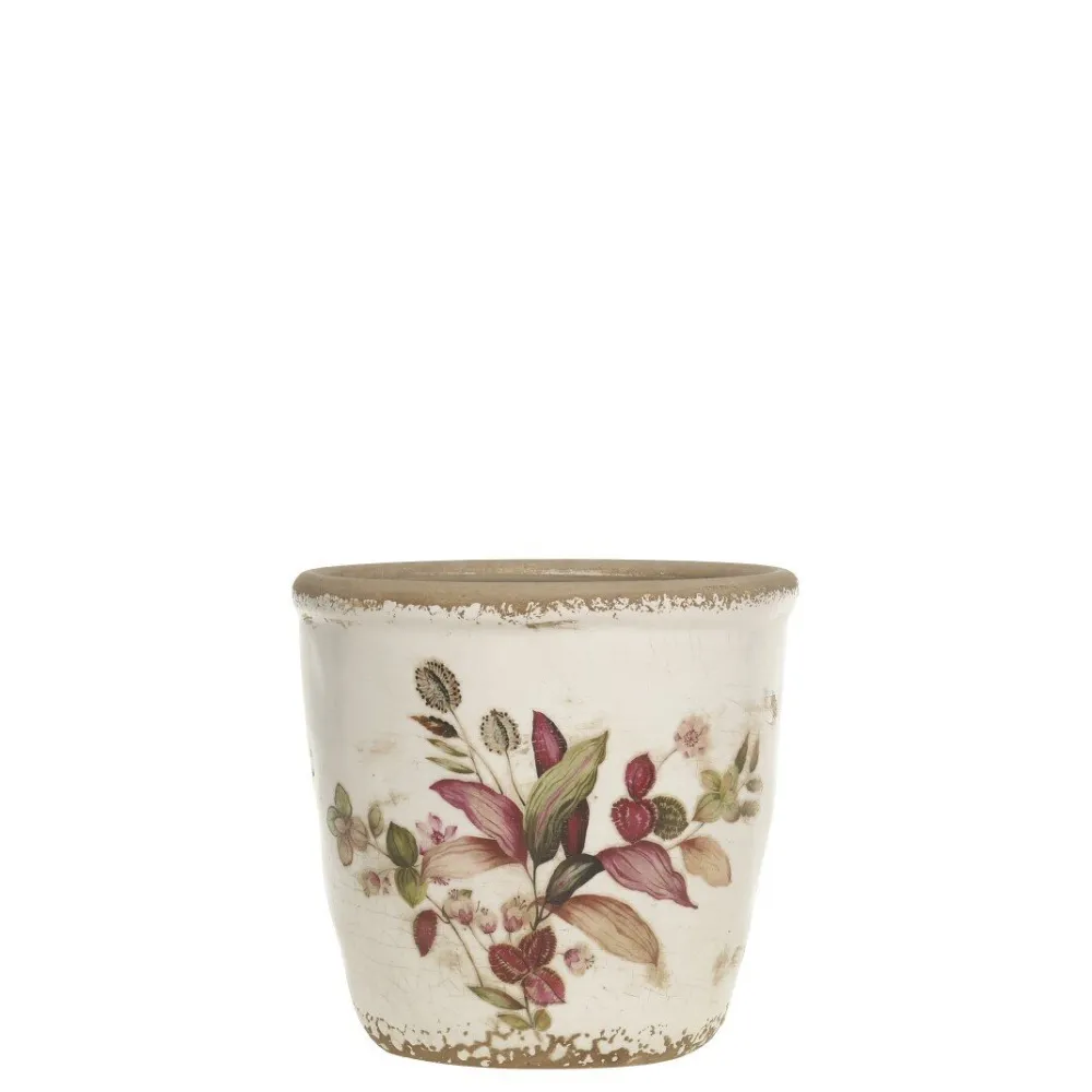Chic Antique Blumentöpfe & Übertöpfe-Florac Blumentopf mit pinkem Blumenmotiv