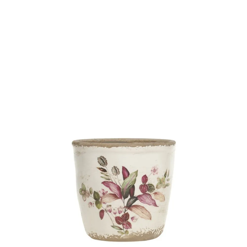 Chic Antique Blumentöpfe & Übertöpfe-Florac Blumentopf mit pinkem Blumenmotiv
