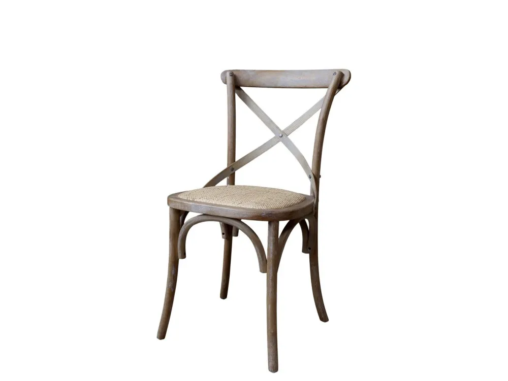 Chic Antique Stühle-Französischer Esstischstuhl mit Geflechtsitz