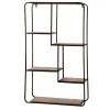 Chic Antique Wandregale-Französisches Metall Regal mit Holzablagen