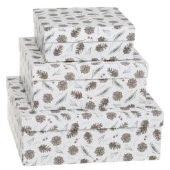Chic Antique Weihnachtsdeko|Einpacken, Verpacken-Geschenkbox 3er-Set mit Zapfen