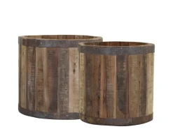Chic Antique Weihnachtsdeko|Gartendekoration-Grimaud Blumentopf Holz 2er Set