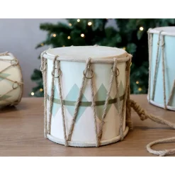 Chic Antique Deko-Objekte & Figuren|Weihnachtsdeko-Handgemachte Vintage Trommel mit Leder