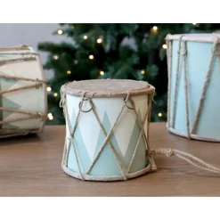 Chic Antique Deko-Objekte & Figuren|Weihnachtsdeko-Handgemachte Vintage Trommel mit Leder