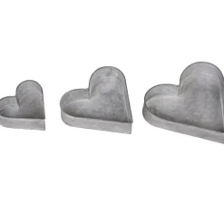 Chic Antique Tabletts|Dekotabletts & Dekoteller-Herz Tablett 3er Set Zink-Look