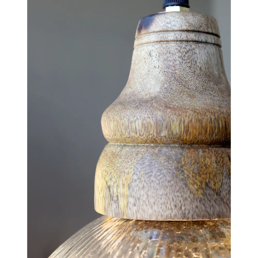 Chic Antique Deckenlampen-Hängelampe mit Holzzierhülse