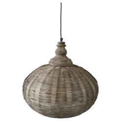 Chic Antique Deckenlampen-Hängelampe oval aus Rattangeflecht