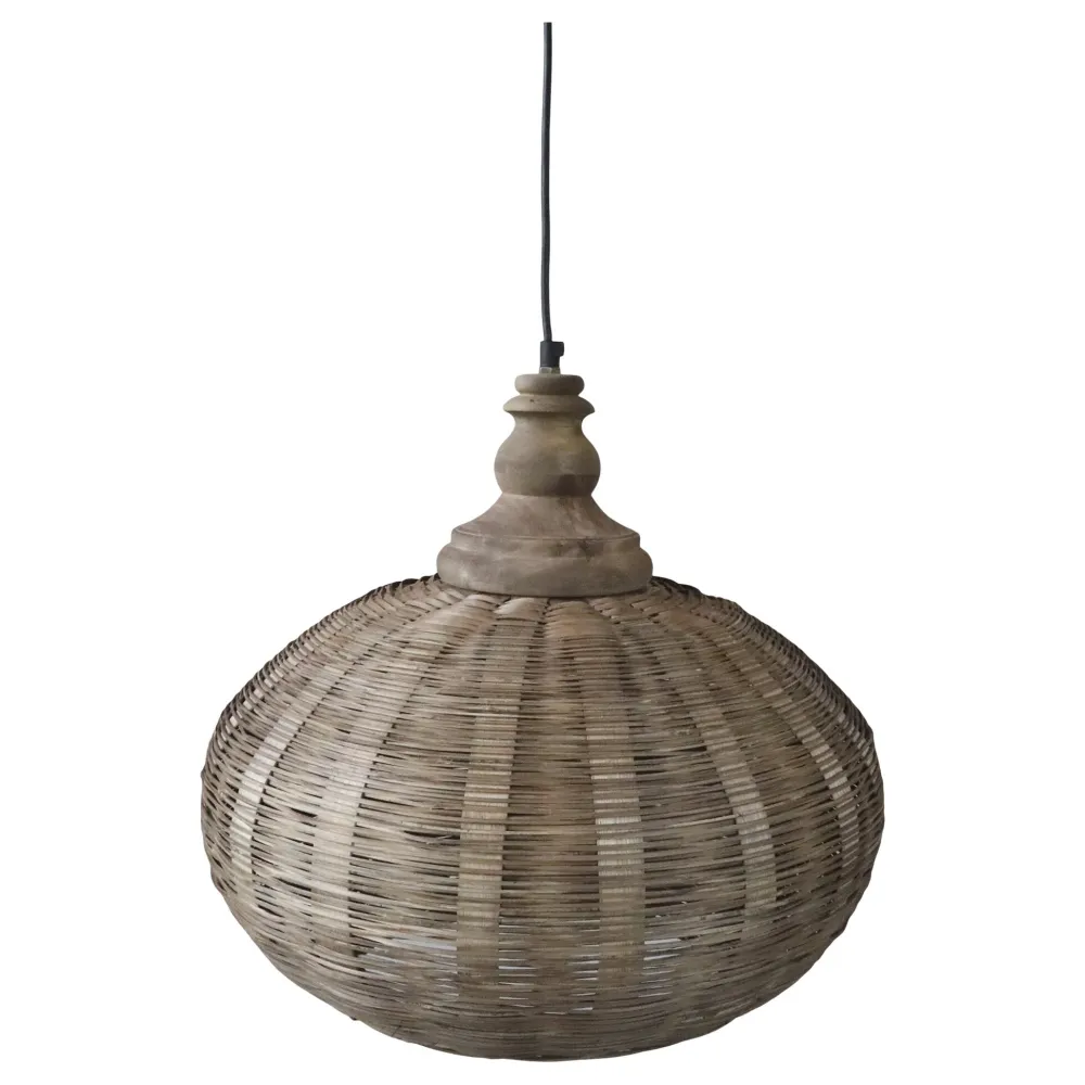 Chic Antique Deckenlampen-Hängelampe oval aus Rattangeflecht