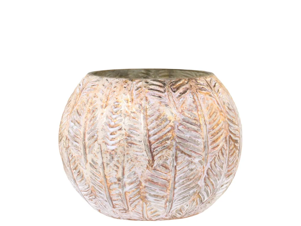 Chic Antique Teelichthalter|Windlichter-Hurricane Windlicht Gold mit Blattmuster