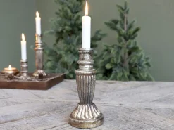 Chic Antique Weihnachtsdeko|Kerzenhalter Für Stabkerzen-Kerzenständer Glas antique Kupfer